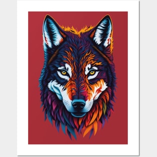 Colorful Face Wolf Posters and Art